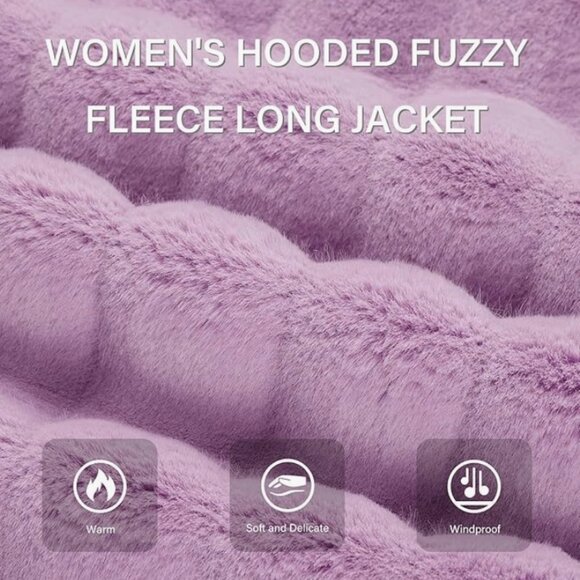 RISISSIDA Women Long Faux Fur Hooded Coat XXL - Picture 3 of 7